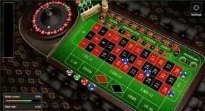 Online roulette table with bets placed. 