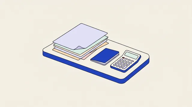 Passport, tax forms and calculator on a casino cashier counter